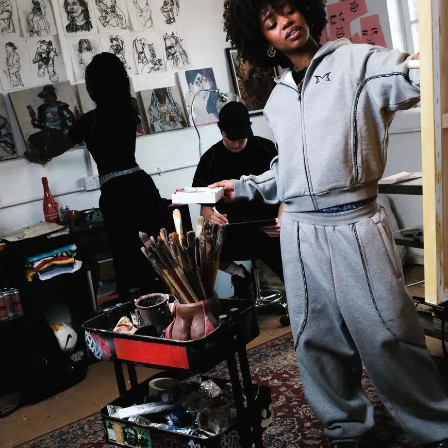 Mertra Reflective Striped Tracksuit Grey