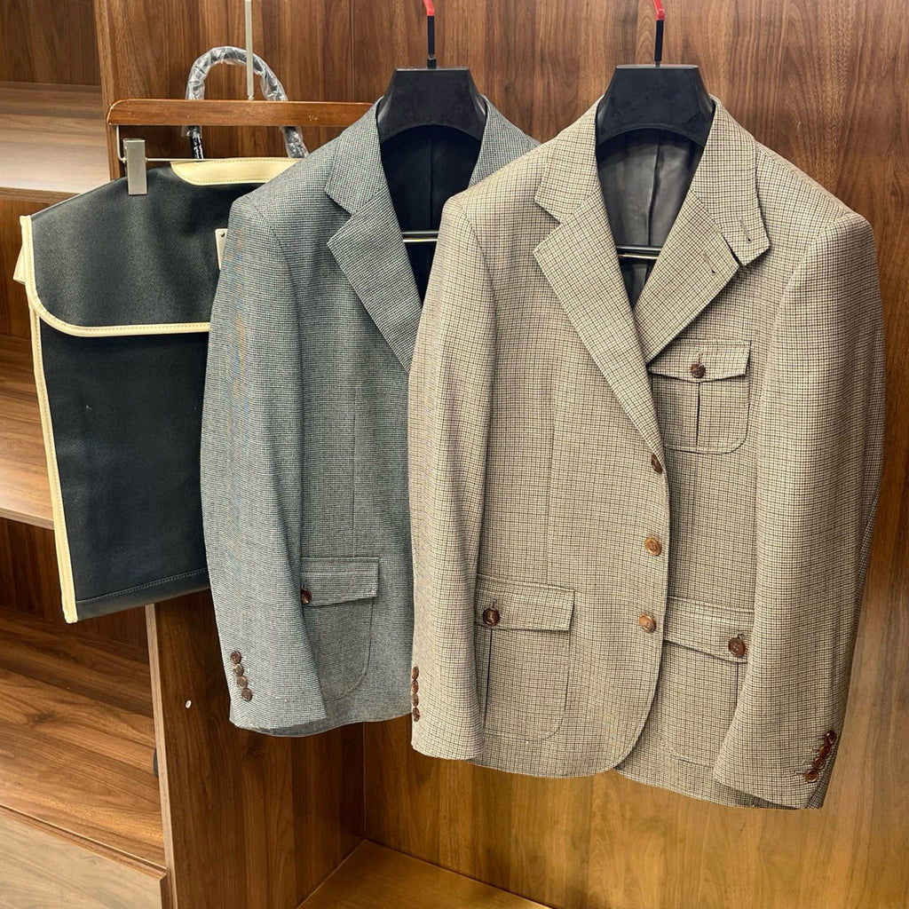 Loro Piana Men's Spring And Fall Wool Bird's-eye Jacquard Suit Jacket Fashion Temperament Lapel Single-breasted Jacket Ngvp #8228