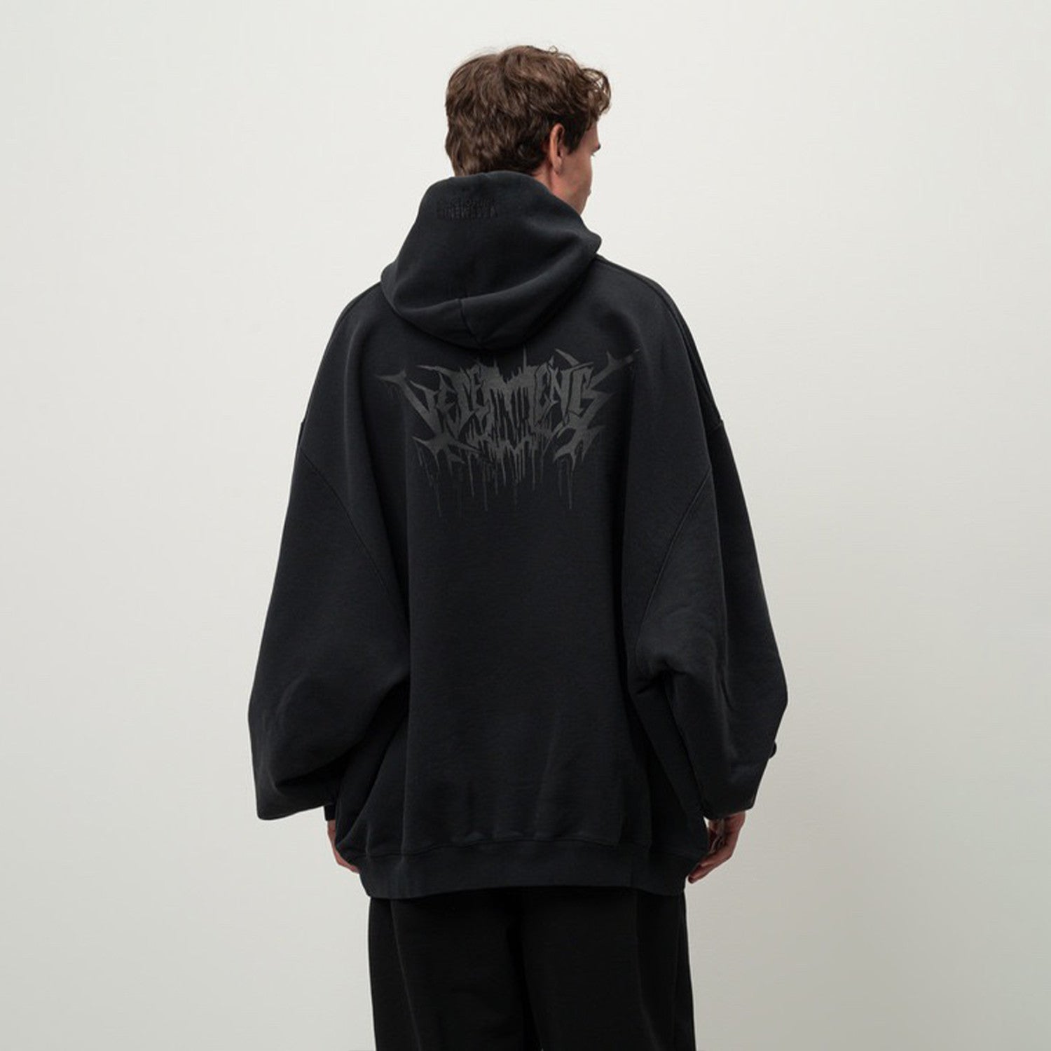 Vetements Men's High Street Skull Print Punk Hip Hop Black Sweatshirt Spring Autumn Fashion Casual Hooded Drawstring Sweatshirt Top Ngvp #9862