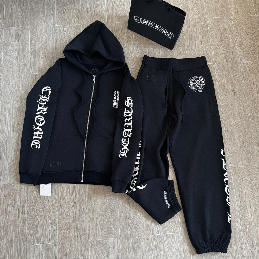 Chrome Hearts All Over Printed Dark Pattern Hooded Sweatshirt Pants #375728