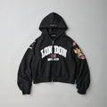 GRAILZ Men's Women's Zipper Doing Old Letter Print Double Pockets Solid Color Spring and Autumn Hooded Sweatshirt Ngvp #1913