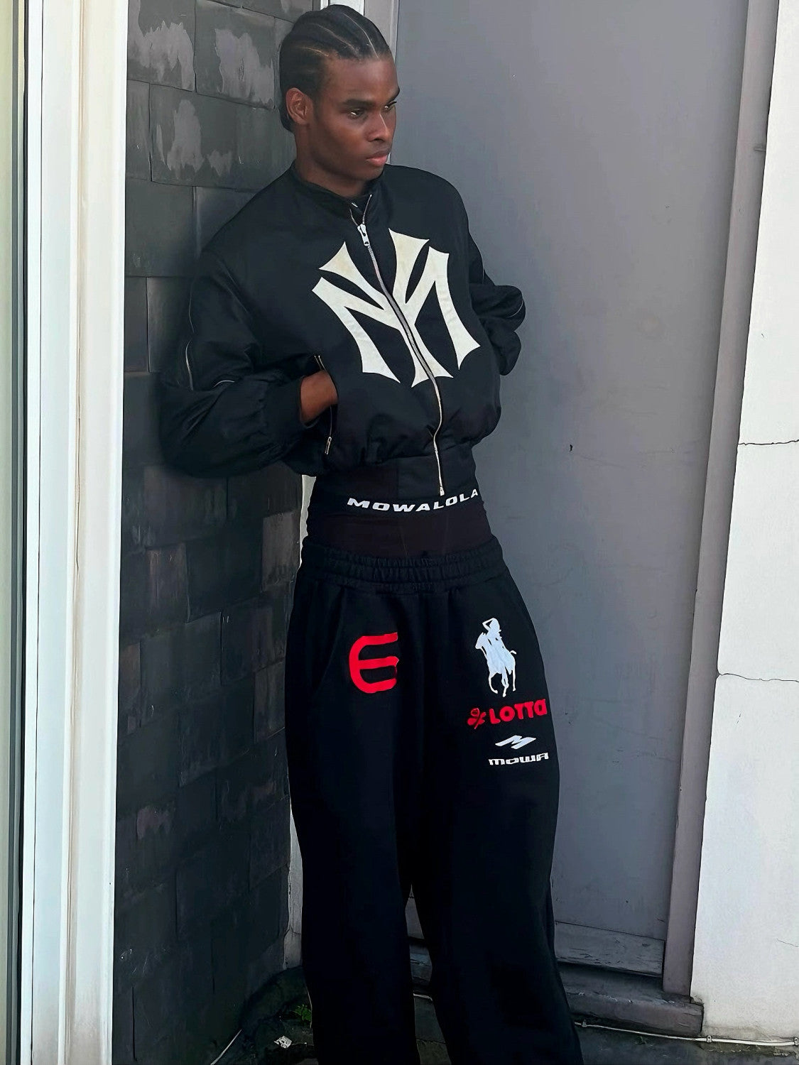 Mowalola Atl Opium Yvl Style Angel War Horse Embroidered Baggy Loose Wide Leg Sweatpants Men's Spring And Fall Fashion Pants #81432