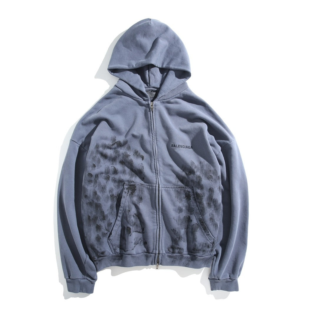 Balenciaga Men's And Women's Spring/Fall Fashion Casual Solid Color Letter Print Hooded Zipper and Hooded Pullover Long Sleeve Sweatshirt Jacket #78935