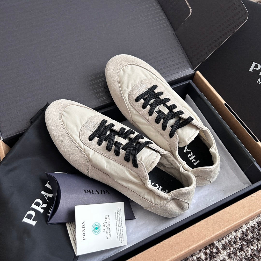 Prada Women's Spring/Fall Fashion Casual Round Toe Lace Up Mesh Print Logo Cotton Laced Sneakers Shoes #78481