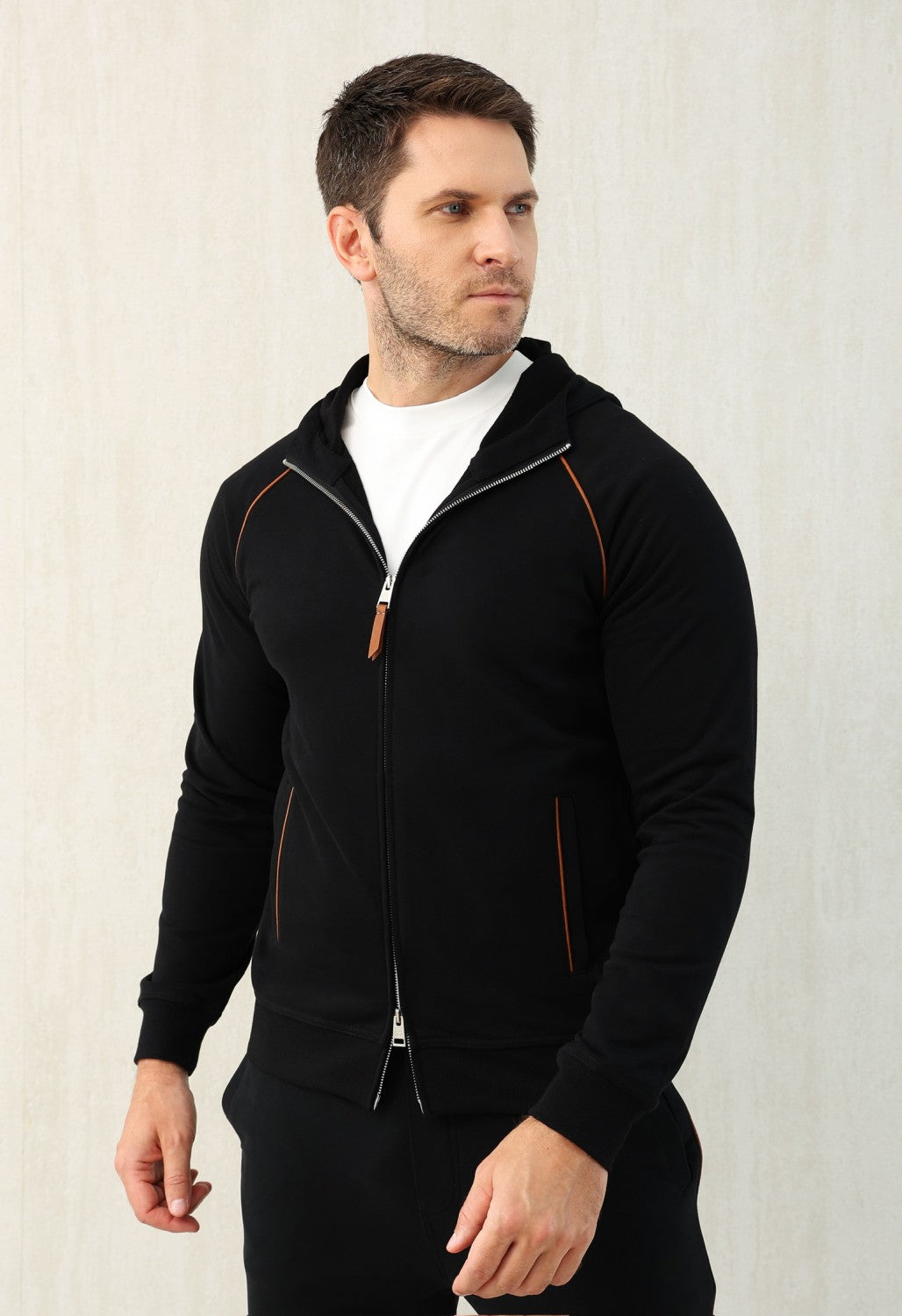 Brunello Cucinelli Men's Techno Cotton French Terry Hooded Long Sleeve Casual Athletic Sweatshirt Solid Color Zipper Spring Jacket Ngvp #1675