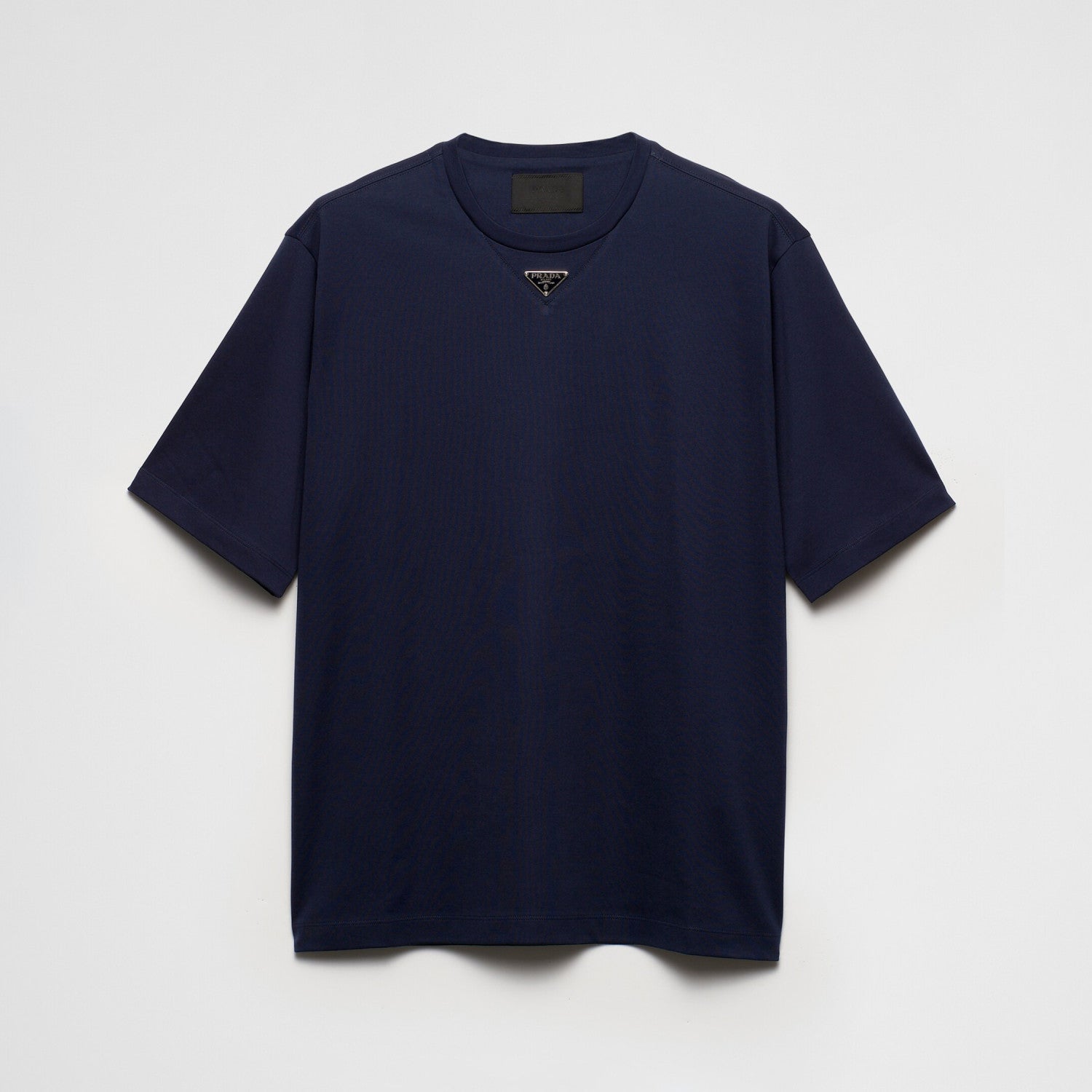 Prada Men's Summer Solid Color Triangle Logo Logo Round Neck Cotton Short Sleeve T-Shirt #75379