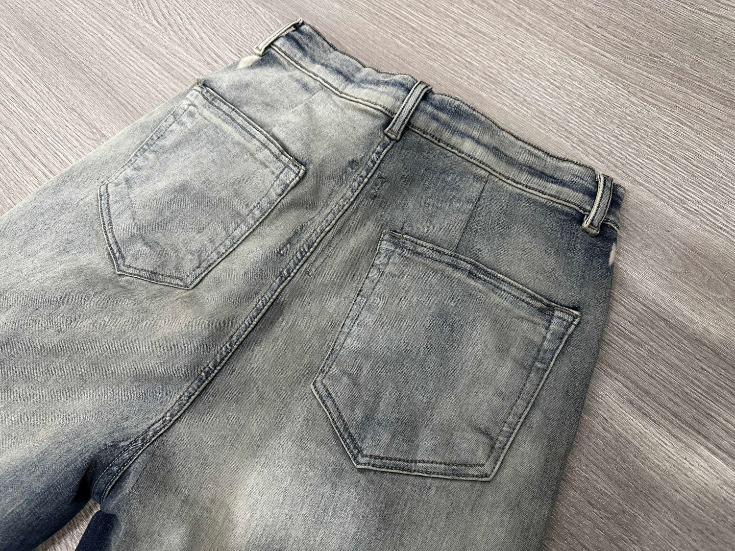 Rick Owens Men's And Women's Spring And Autumn Do Old Sky Blue Washed Jeans Pants #76796
