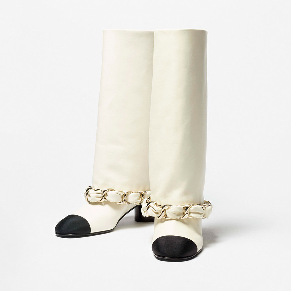 Chanel High Boots Lambskin Grosgrain Black #335049