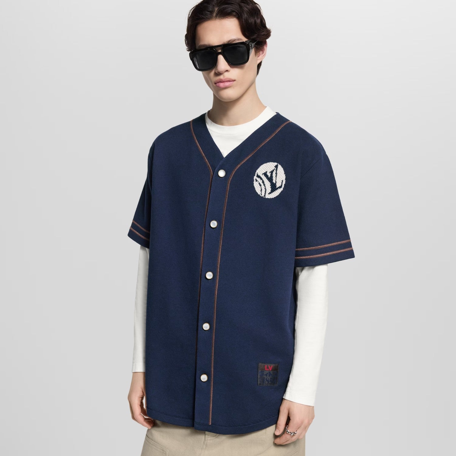 Louis Vuitton Men's Summer Fashion Casual Single Breasted Embroidered Pattern Short Sleeved Knitted Baseball Shirt #78426
