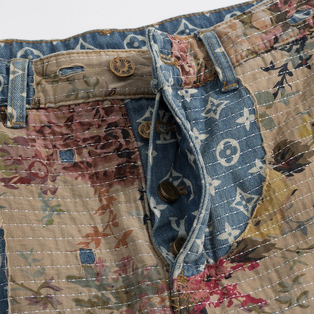 Louis Vuitton Destroyed Carpenter Bell Bottom Denim Pants #5858