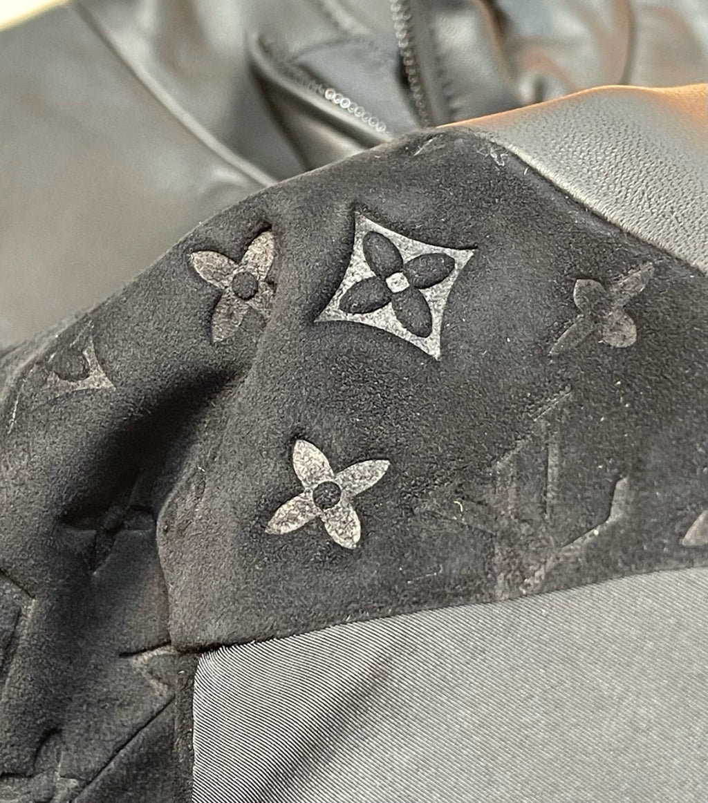 Louis Vuitton Men's Spring/summer Casual Fashion Solid Color Logo Embossed Zipper Cuff Elastic Mixed Leather Sports Jacket #78366