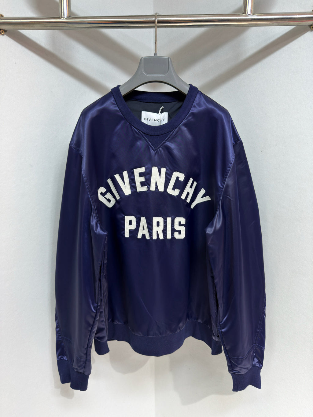 Givenchy Paris LOGO Men's Spring/Fall Fashion Casual Crewneck Pullover Solid Color Letter Print Patchwork Embroidered Long Sleeve Sweatshirt #78712