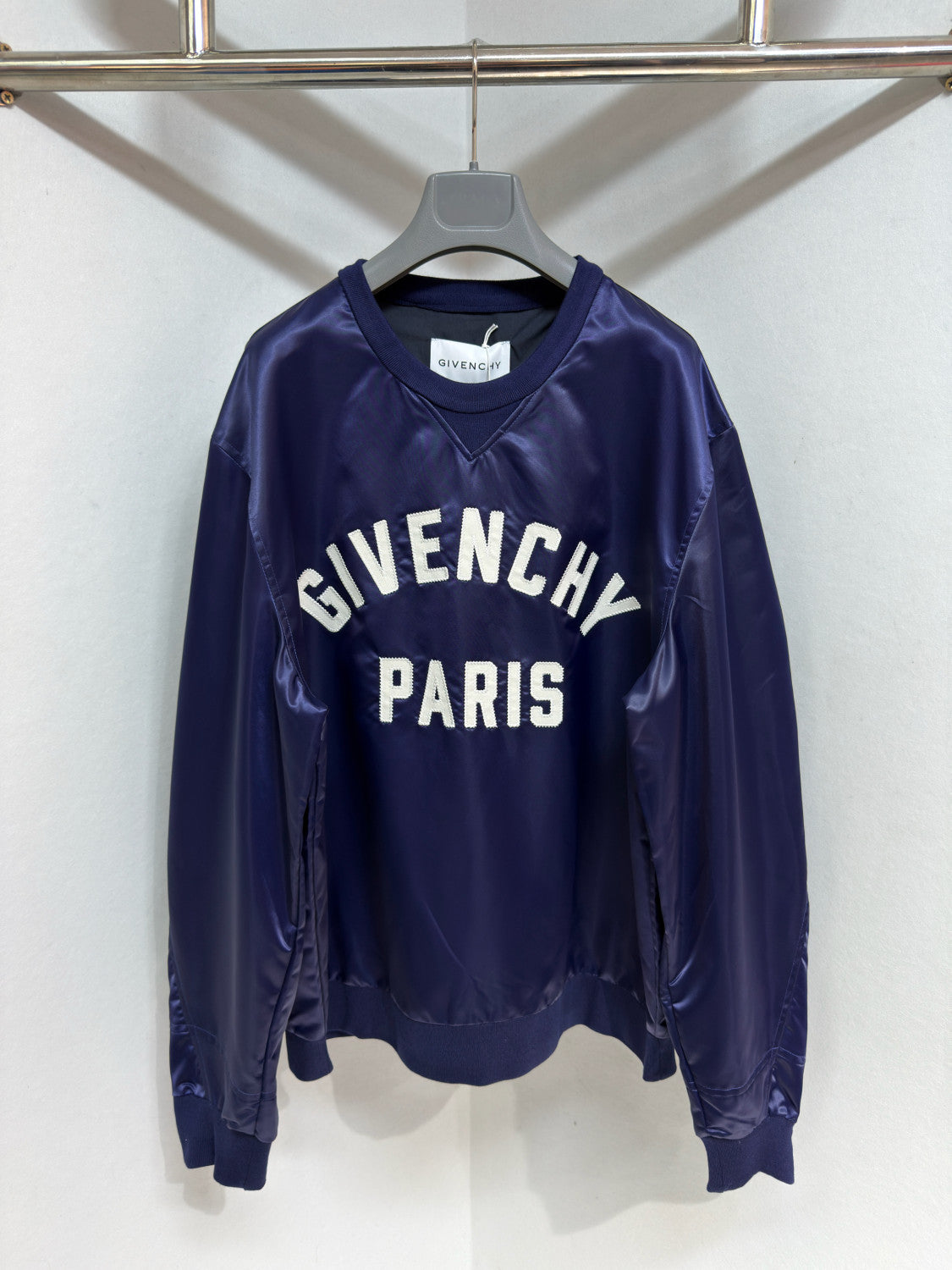 Givenchy Paris LOGO Men's Spring/Fall Fashion Casual Crewneck Pullover Solid Color Letter Print Patchwork Embroidered Long Sleeve Sweatshirt #78712