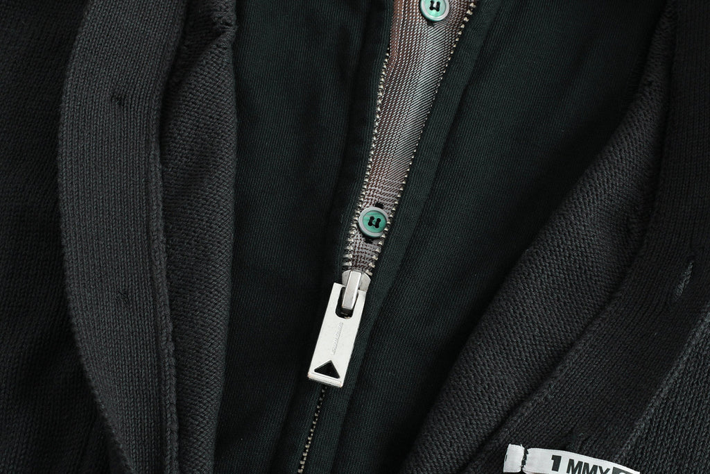 Maison Mihara Yasuhiro Spring/summer Fashion Casual Solid Color Hooded Zipper Embroidered Oversized Relaxed Patchwork Long Sleeve Knit Sweater Jacket #79498
