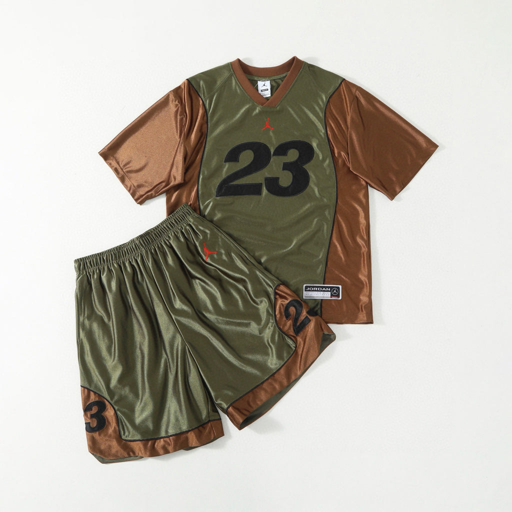 Supreme x aj Jordan Men's Summer Chest 23 Print Round Neck Short Sleeve T-Shirt Casual Shorts Set Suit #76482