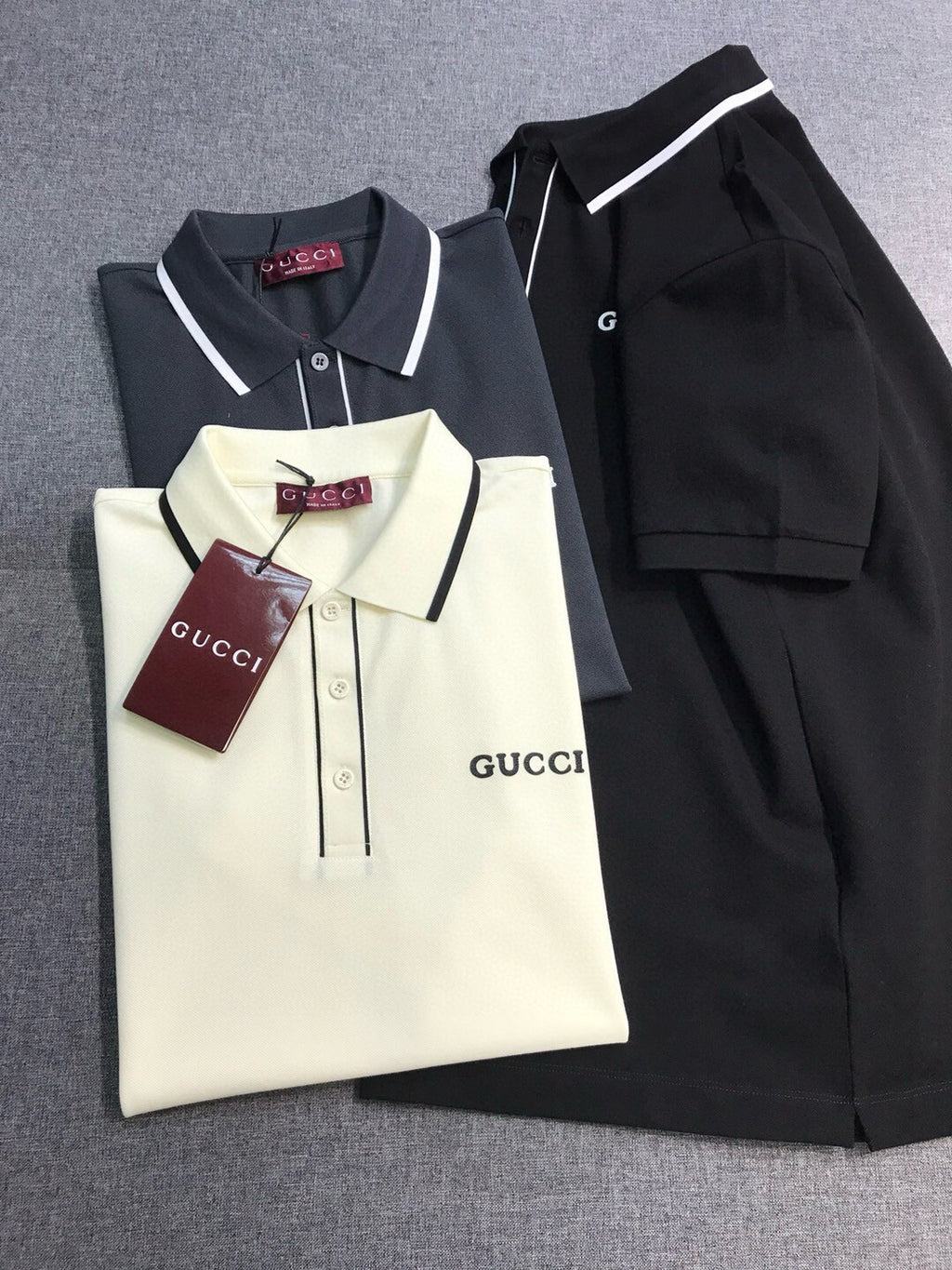 Gucci Men's Summer Solid Colour Logo Printed Stripe Polo Neck Short Sleeve T-Shirt #76733