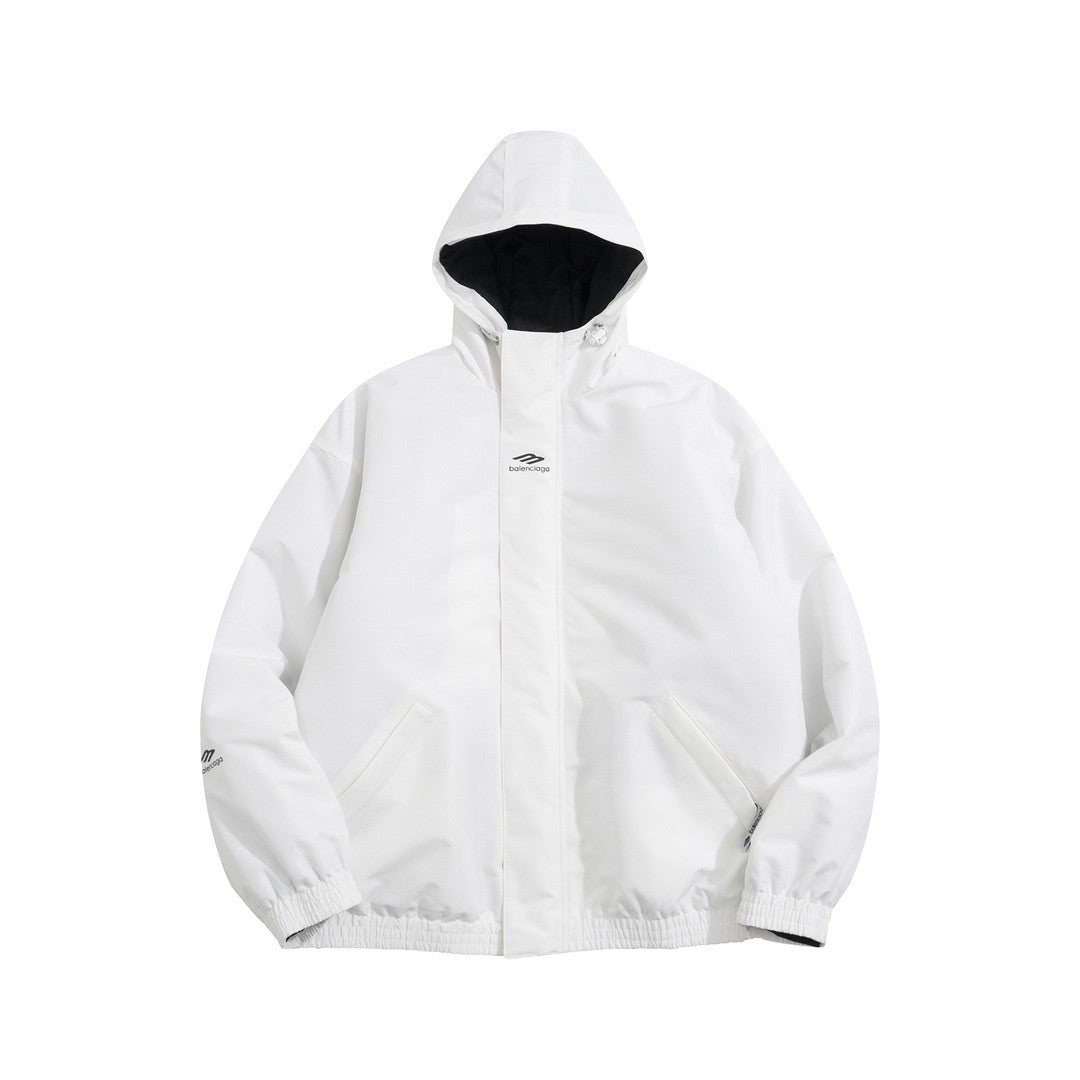 Balenciaga 3B SPORTS ICON SKI Men's Fall/Winter Fashion Solid-Color Hooded Zipper Windproof Ski Series Down Jacket #79555