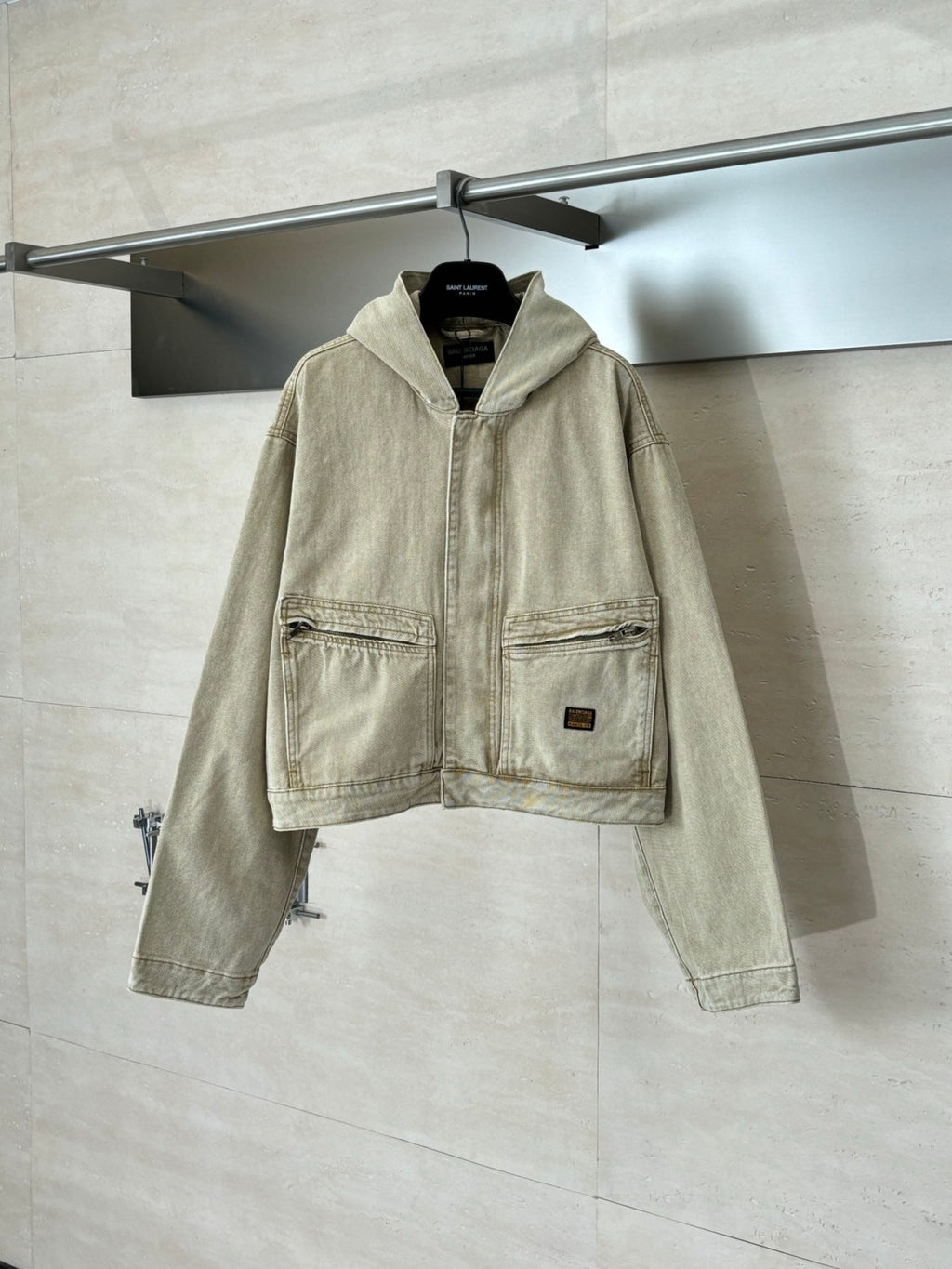 Balenciaga Men's Cropped Hooded Workwear Jacket #375601