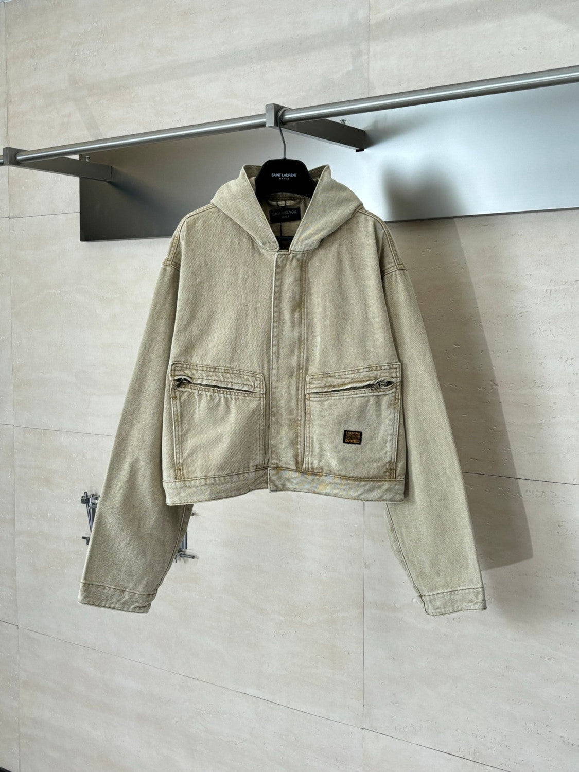 Balenciaga Men's Cropped Hooded Workwear Jacket #375601