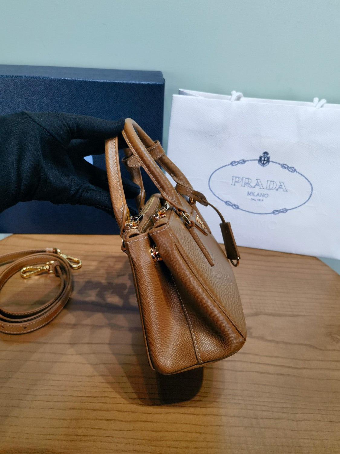 Prada Caramel Prada Galleria Mini Saffiano Leather Bag #333995