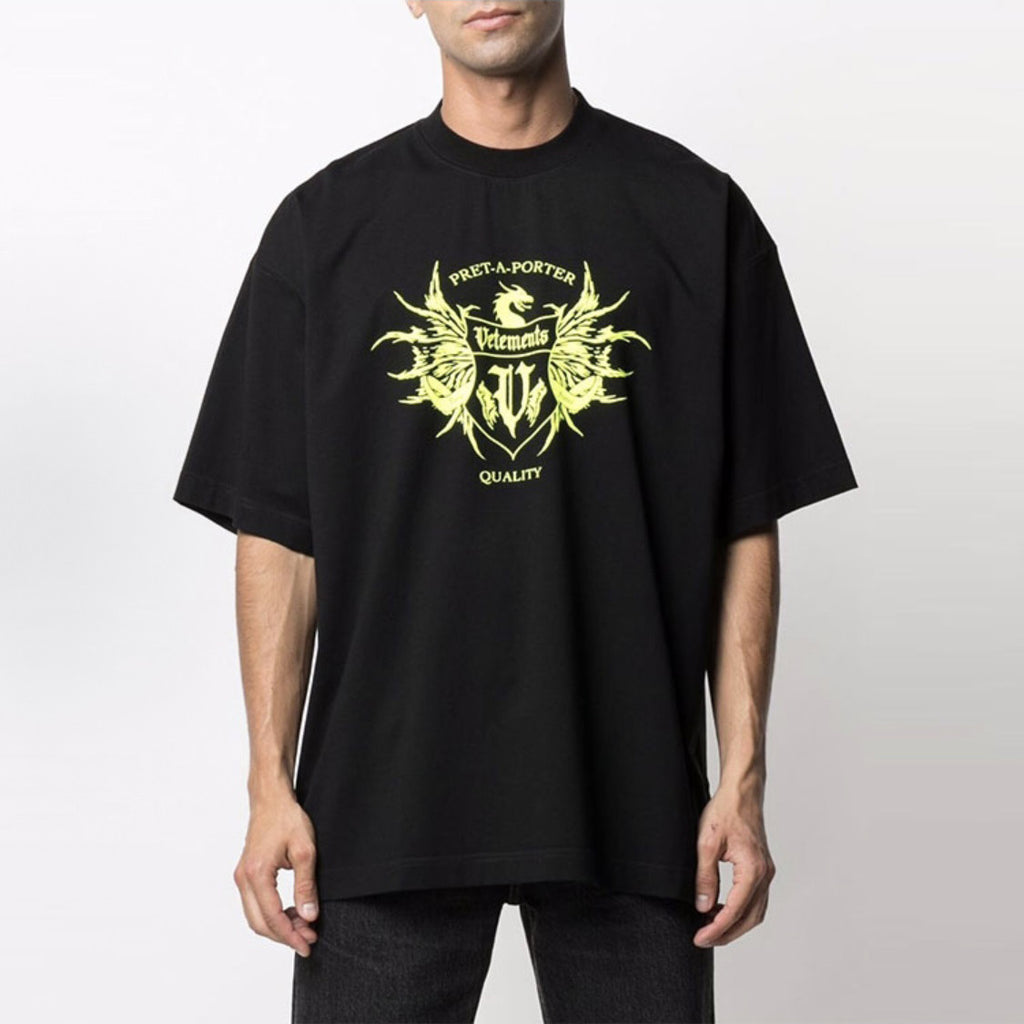 Vetements Men's Summer Solid Colour Monogram Printed Round Neck Cotton Short Sleeve T-Shirt #76923