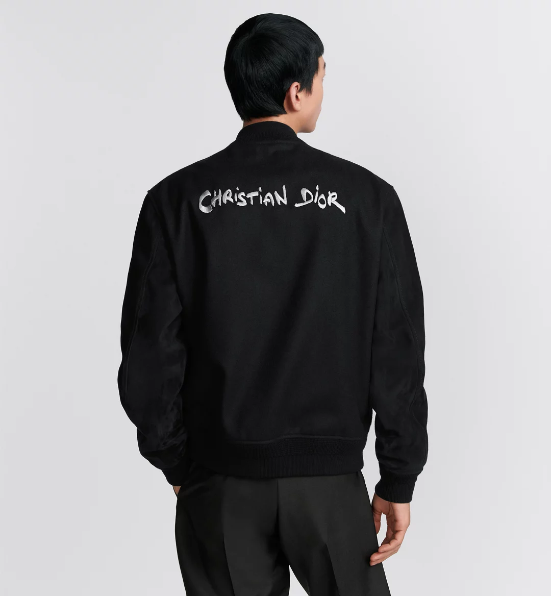 Dior Men's Fall And Winter Black Letter Print Single Breasted Long Sleeved Baseball Jacket #73172