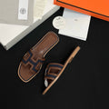 Hermès Denim Patchwork Slippers #385097