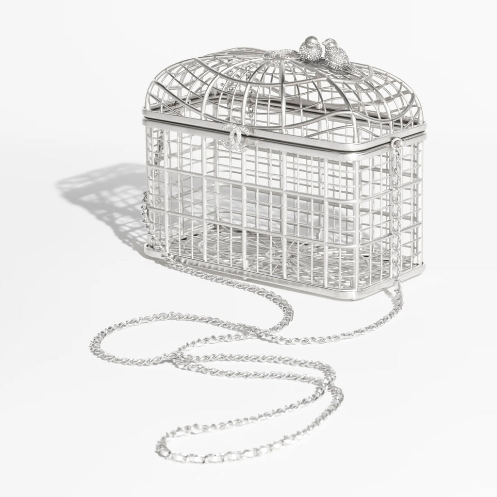 Chanel Women's Fashion Classic Metal and Rhinestone Birdcage-Shaped Rigid Evening Clutch Bag Bags #78572