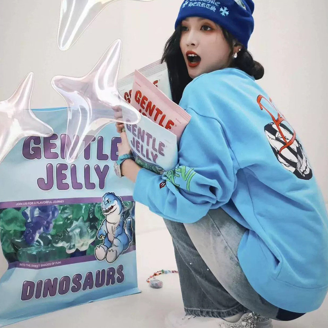 Chrome Hearts Men's Women's Spring Summer Fashion Letter Graffiti Blue Round Neck Long Sleeve Top #98727