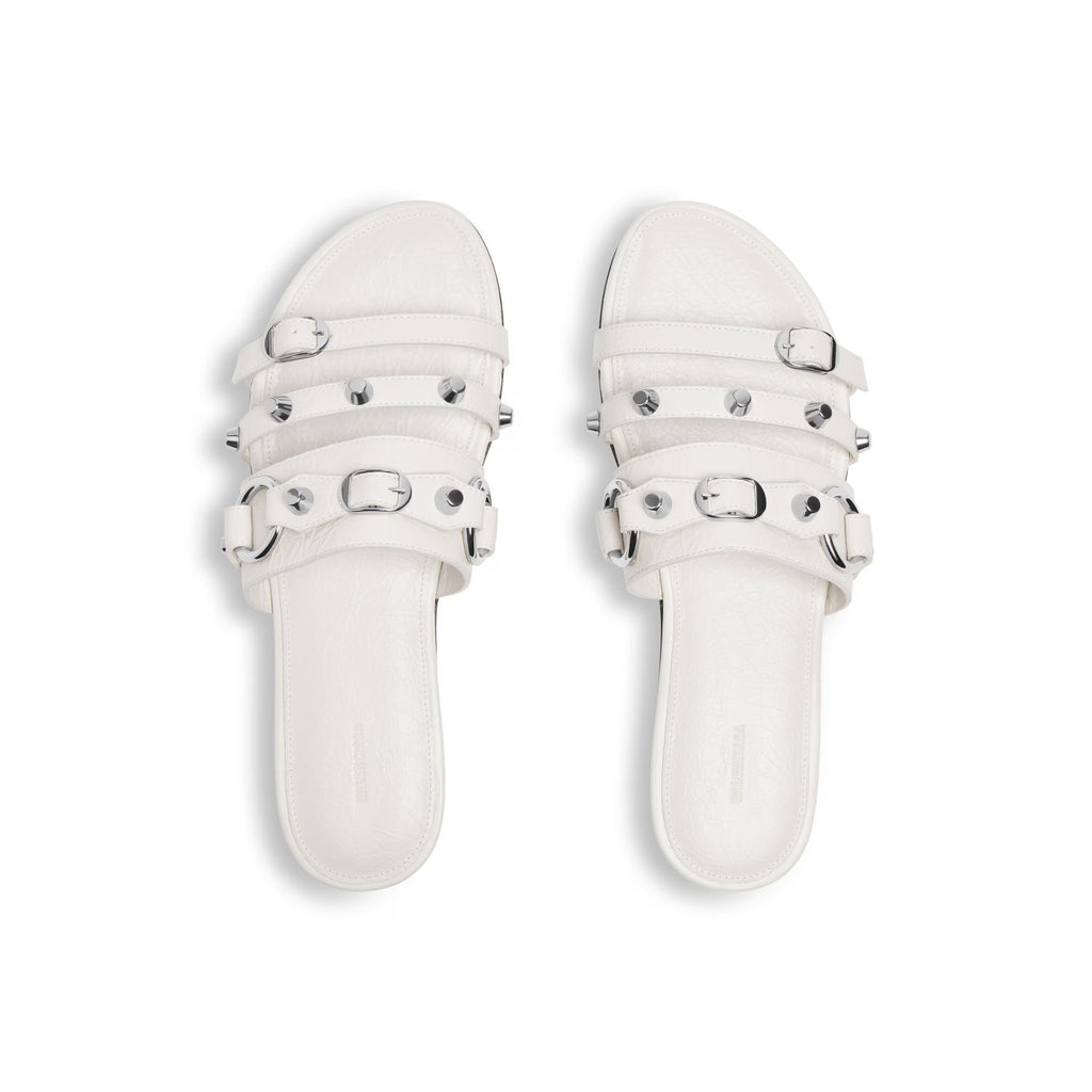 Balenciaga Women's Spring And Summer Fashion Rivets Belt Buckle Round Head Flat Slippers Punk Style Cowhide Sandals Leather  Shoes Ngvp #1595