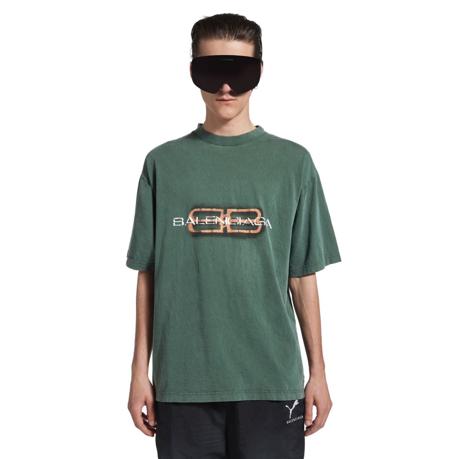 Balenciaga BB ICON STENCIL Men's Summer Fashion Casual Crew Neck Vintage Plain Knit Oversized Loose Fit T-Shirt #78613