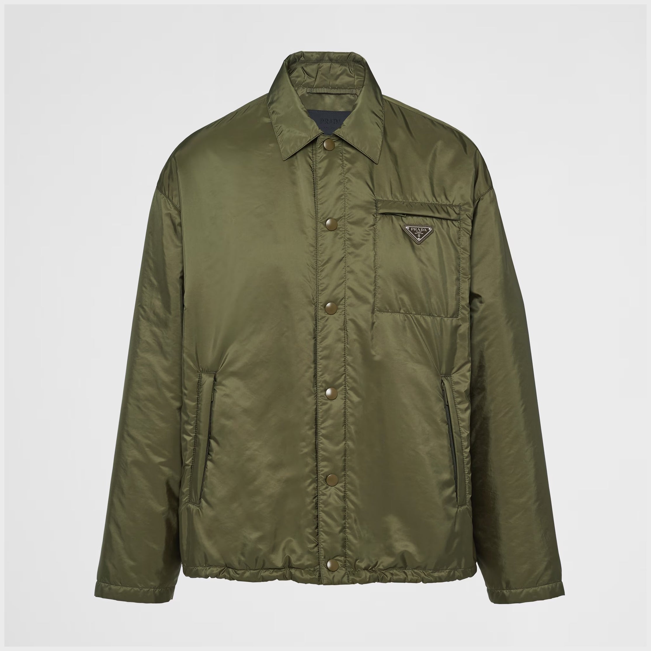 Prada Men's Autumn and Winter Solid Color Single Breasted Nylon Cotton Jacket Long Sleeve Jacket #73912