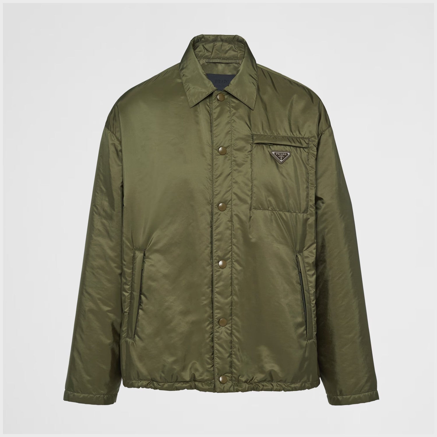 Prada Men's Autumn and Winter Solid Color Single Breasted Nylon Cotton Jacket Long Sleeve Jacket #73912