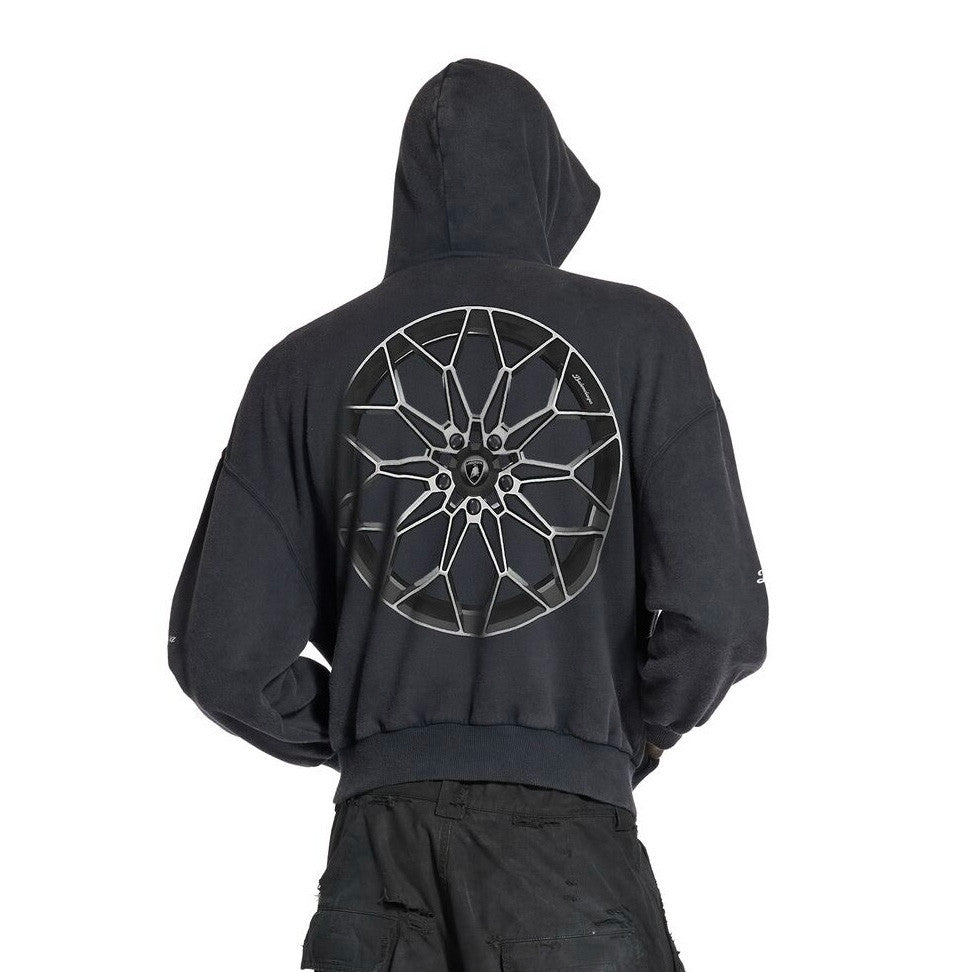Balenciaga Automobili Lamborghini Hoodie Men's Spring/Autumn Solid Color Classic Printed Zipper Sweatshirt Pullover Hoodie#78122