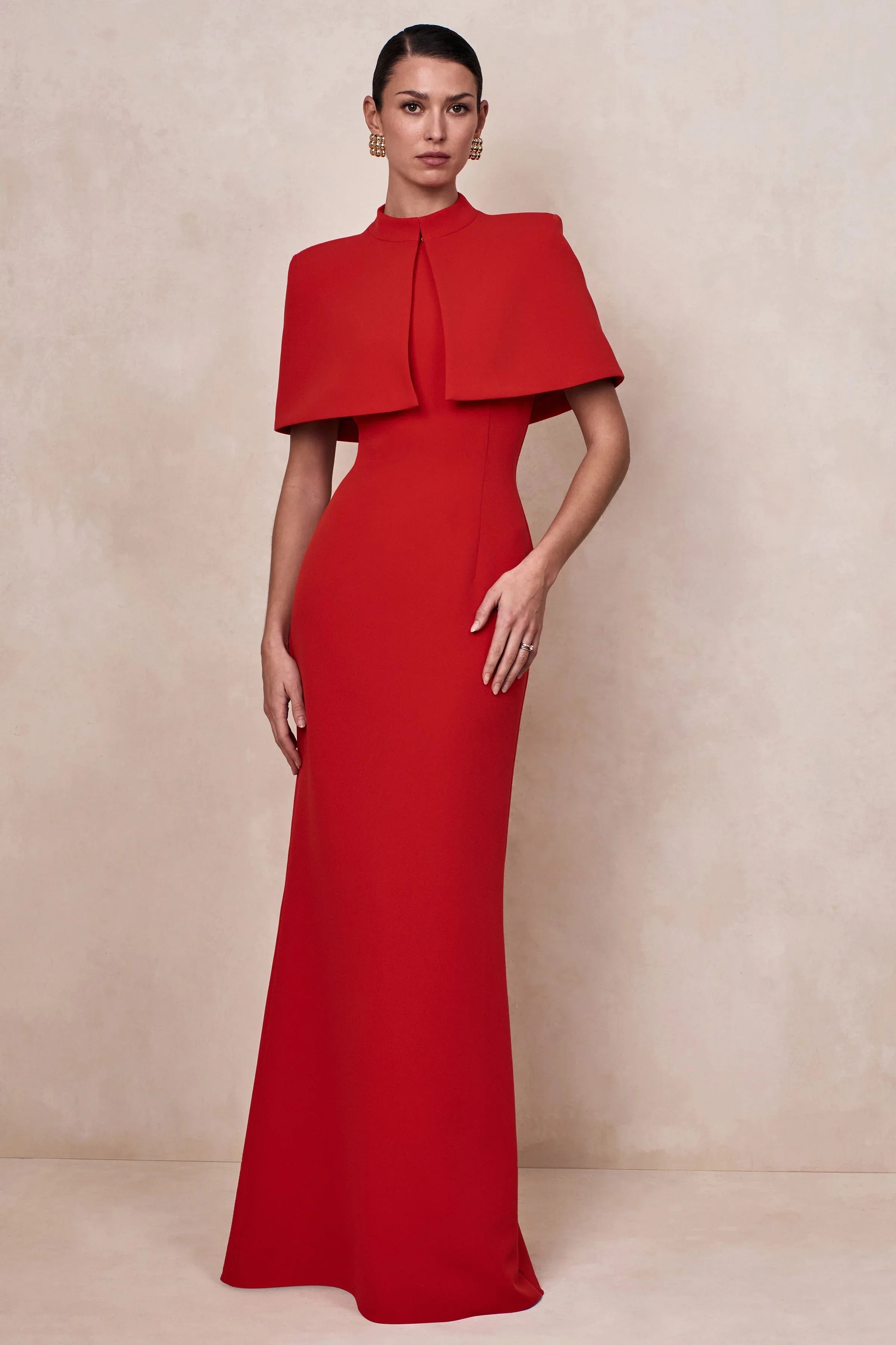 Astrelle | Red High-Neck Maxi Dress