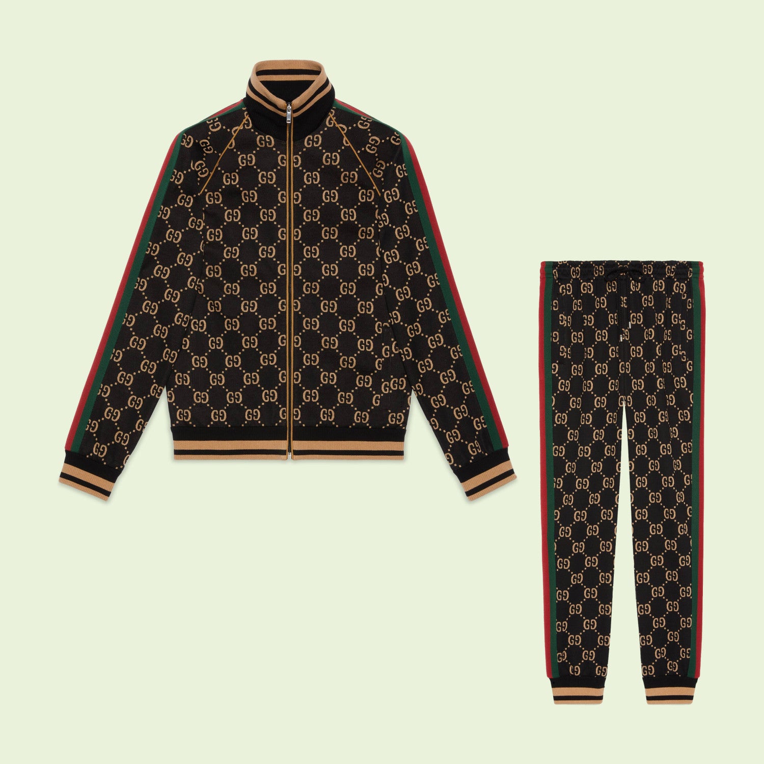 Gucci  Men's GG Jersey Cotton Jogging Fall/Winter Knit Hooded Pullover Sweatshirt Sweatpants Pants Set Suit #97189