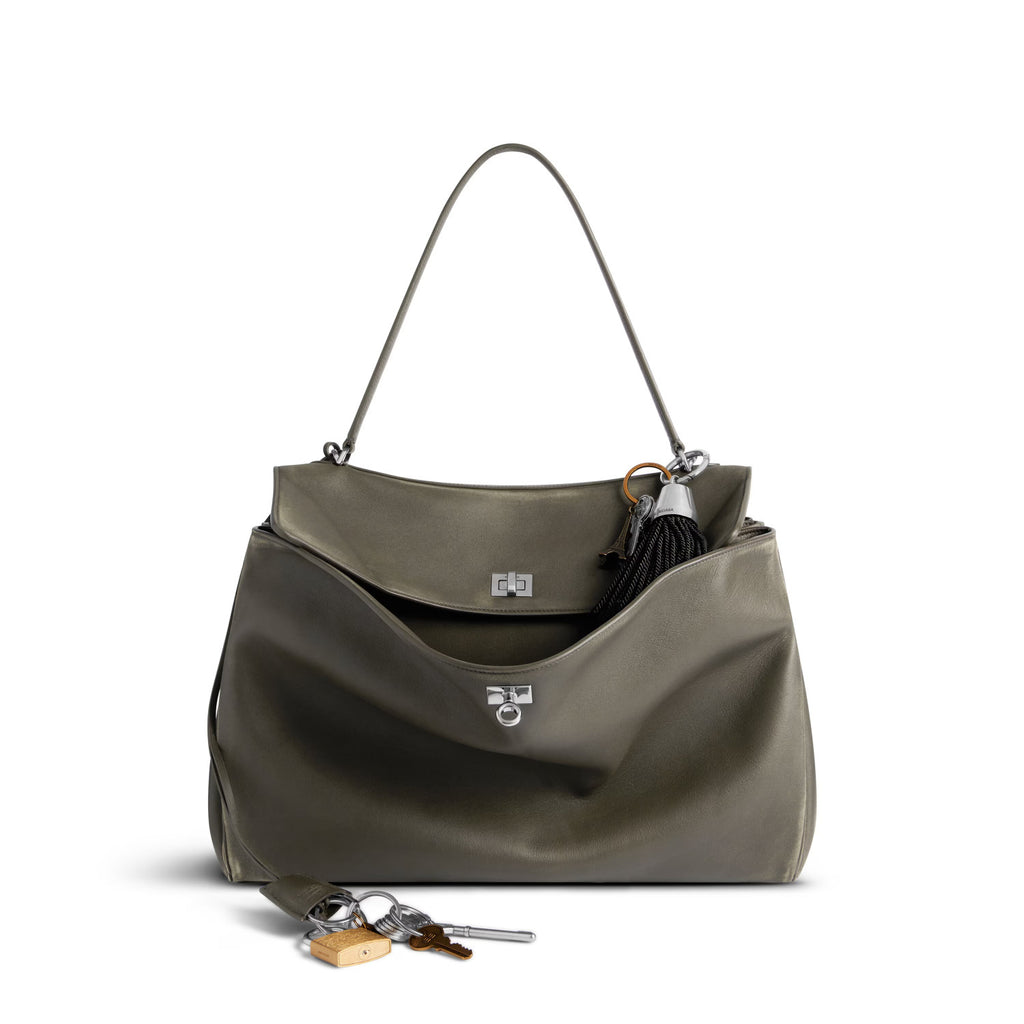 Balenciaga Rodeo Large Handbag Women's Men's Solid Fashion Leather Contour Gold Silver Metal Accessories Bags 7897442AA4V2621 Ngvp #1584
