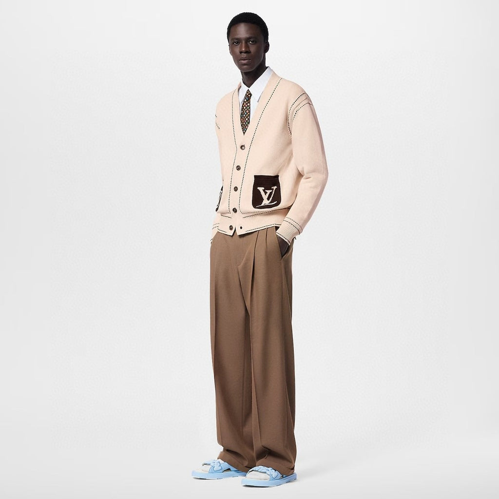 Louis Vuitton Men's Spring & Autumn Solid Color Button Mid Waist Straight Leg Casual Pants #73274