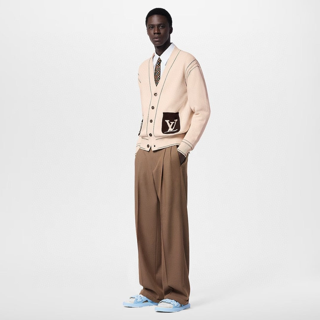 Louis Vuitton Men's Spring & Autumn Solid Color Button Mid Waist Straight Leg Casual Pants #73274