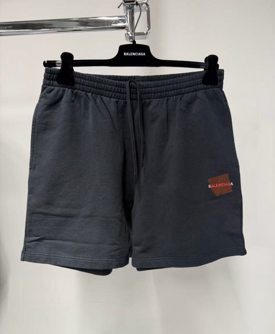 Balenciaga Men's Summer Solid Colour Tape Covered Embroidered Logo Cotton Sports Shorts #77122