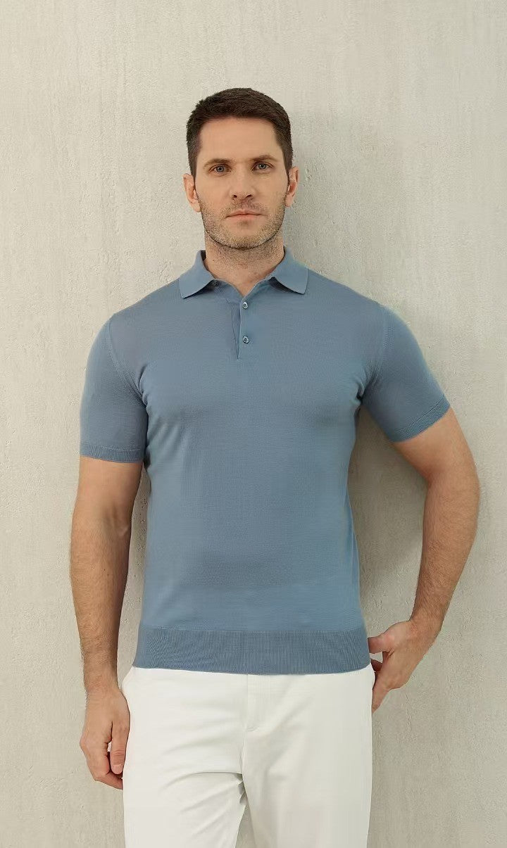 Loro Piana King's Gift® Men's Polo Shirt Spring Summer Fashion Casual Button Short Sleeve Top Knitted T-shirt Lapel Men's Clothes Ngvp #9957