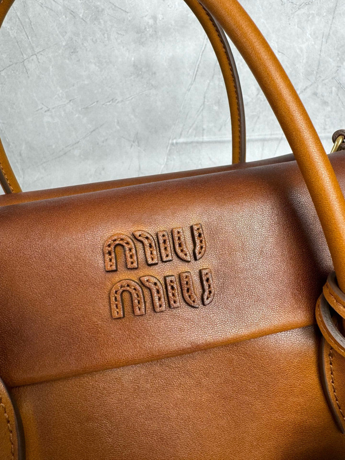 MiuMiu Jang Won-young Leather Double-sided flap Vintage handbag Shoulder bag bags #194095