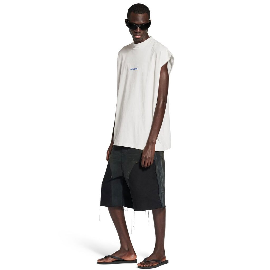 Balenciaga Men's Summer Solid Color Embroidered Letter Print Cotton Crew Neck Sleeveless Top T-Shirt #77489