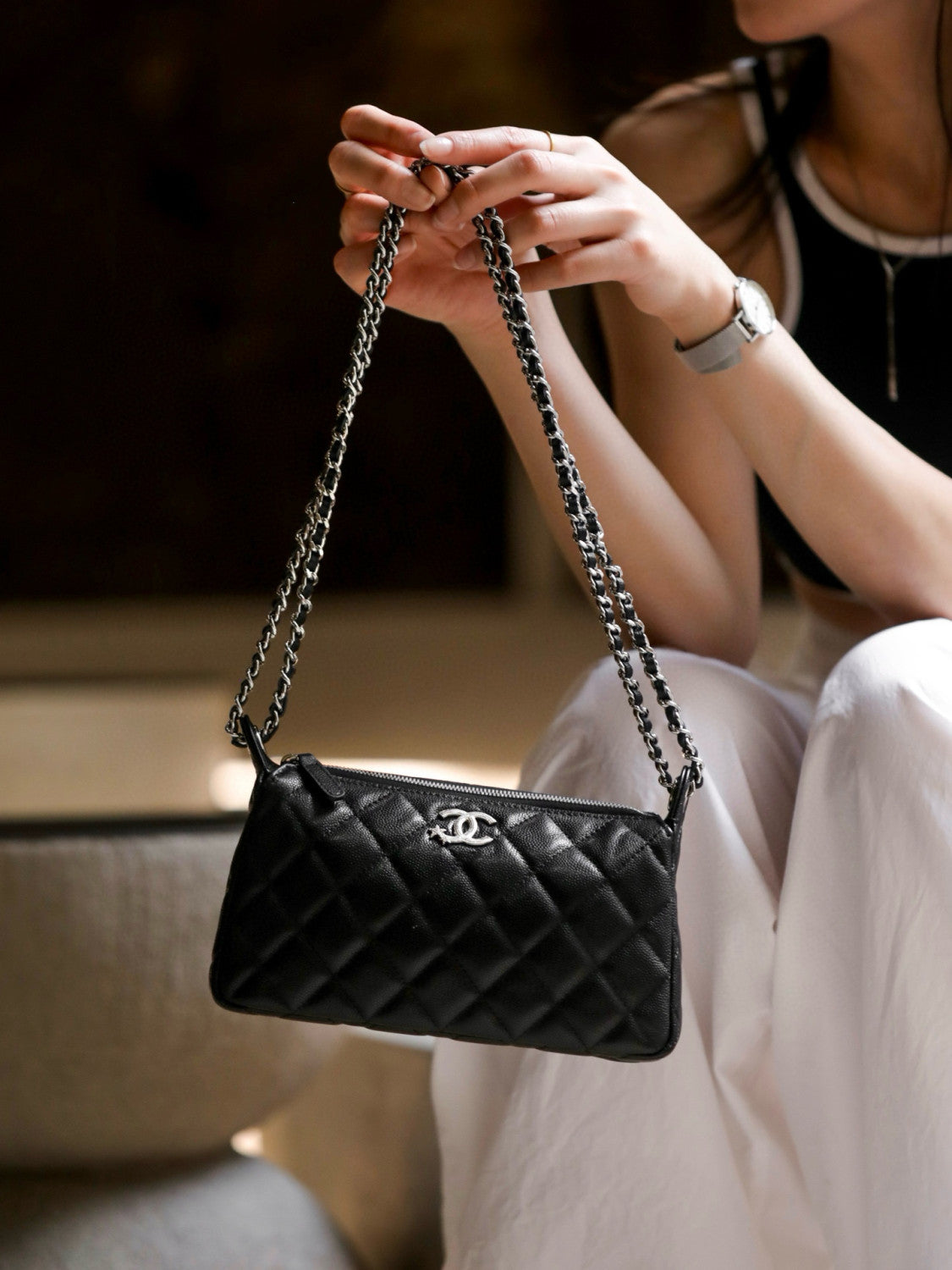Chanel Star Double C With Diamond Logo Mahjong Bags Armpit Crossbody Bag Fashion Luxury Caviar Banquet Bag #81421