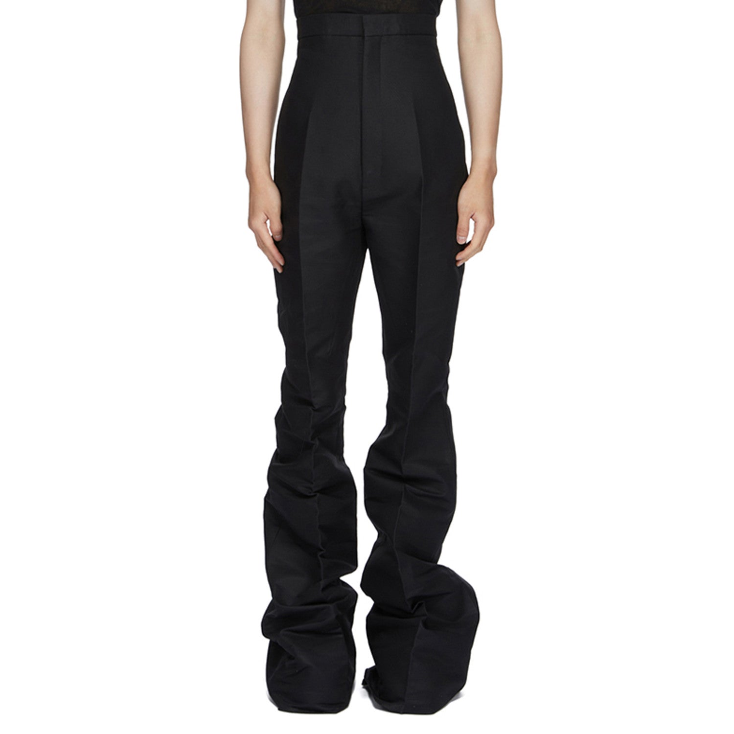 Rick Owens Men's Black Cotton Flared Trousers Spring And Autumn High Waist Trousers Loose Casual Fashion High Street Thin Trousers Pants Ngvp #9829