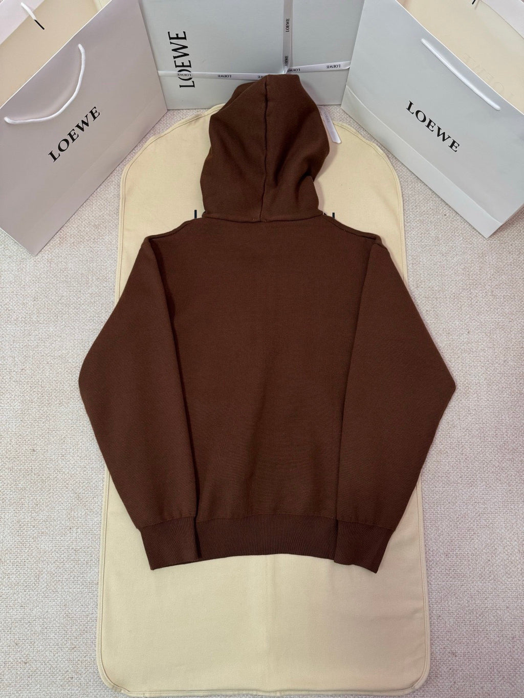 Loewe Zip-up hoodie in wool Brown #334661