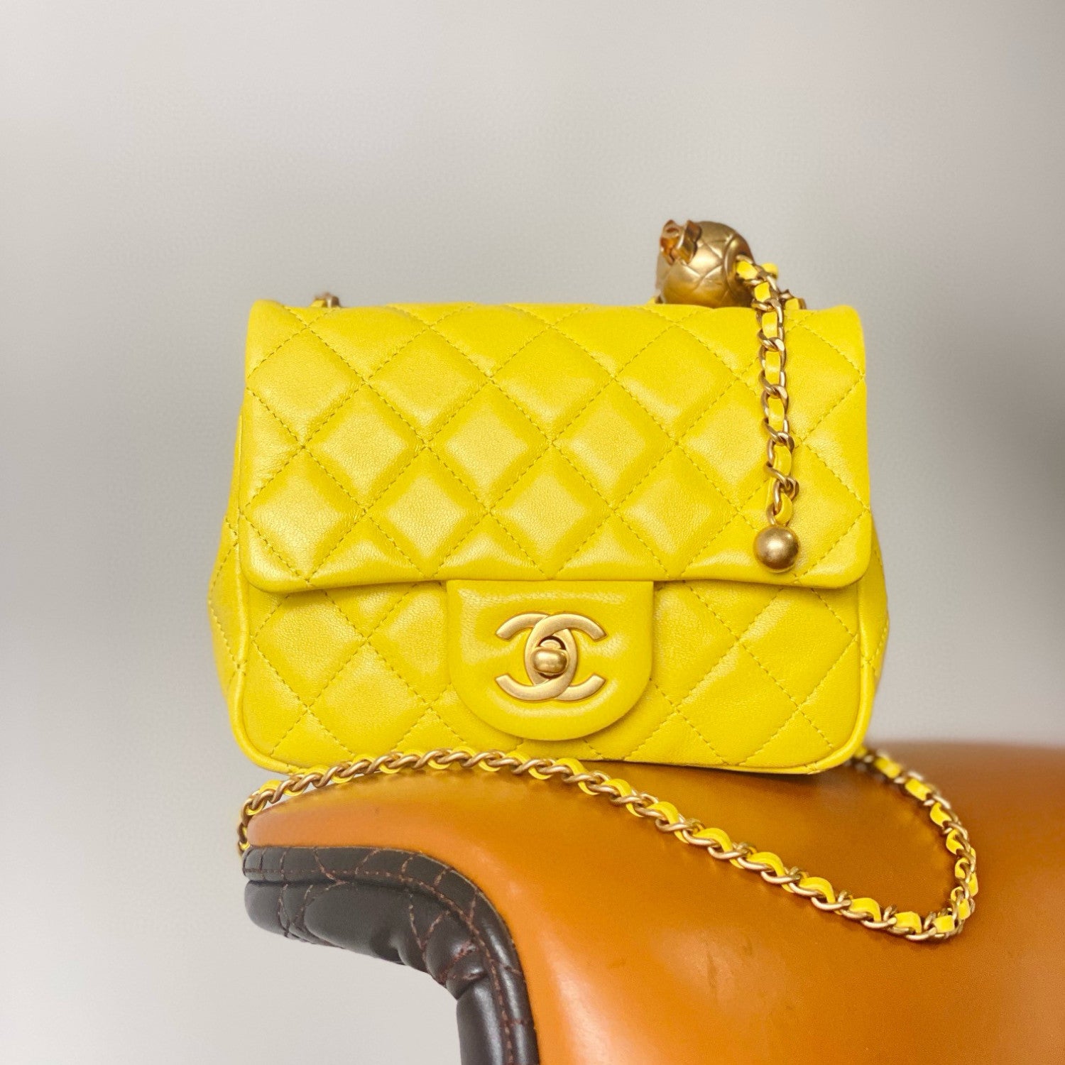 Chanel Women's Adjustable Shoulder Strap Diamond Pattern Gold Buckle Chain Gold Ball Solid Color Leather Crossbody Shoulder Bag Bags #76352