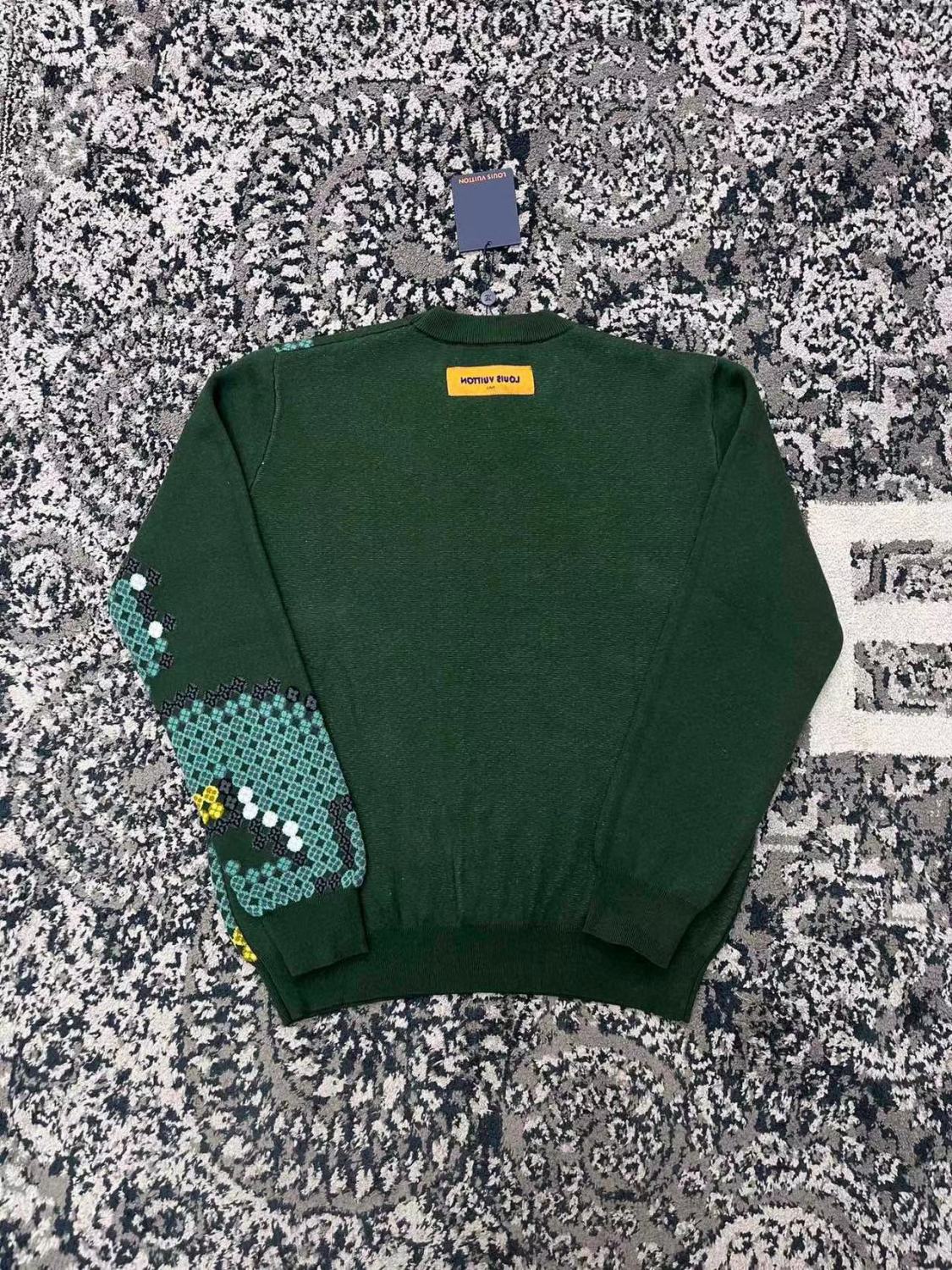 Louis Vuitton Men's Spring & Autumn Colorblocking Pattern Jacquard Cotton Round Neck Pullover Fitted Long Sleeve Sweatshirt #98318