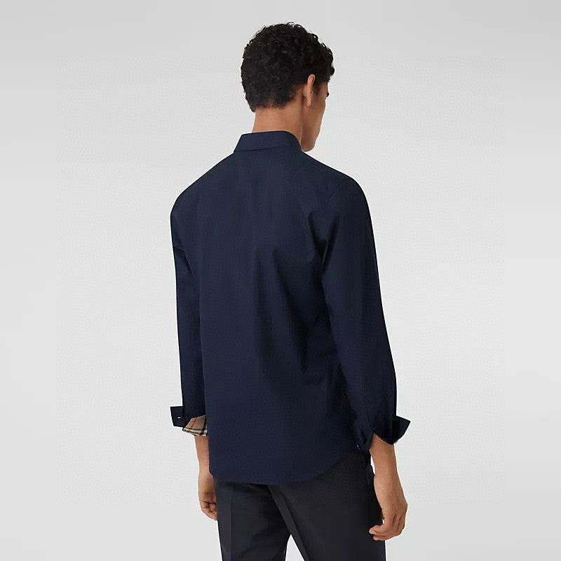 Burberry Men's Spring Summer Slim Fit Tailored Embroidered Logo Check Long Sleeve Shirt #99373