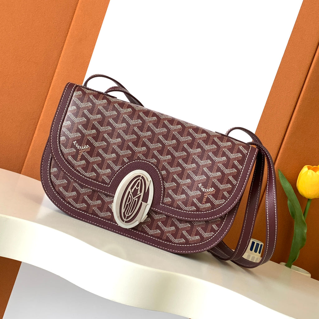 GOYARD Men's and Women's Old Flower Full Print Adjustable Shoulder Strap Canvas Patchwork Leather Flap Messenger Bag Shoulder Crossbody Bags #75318